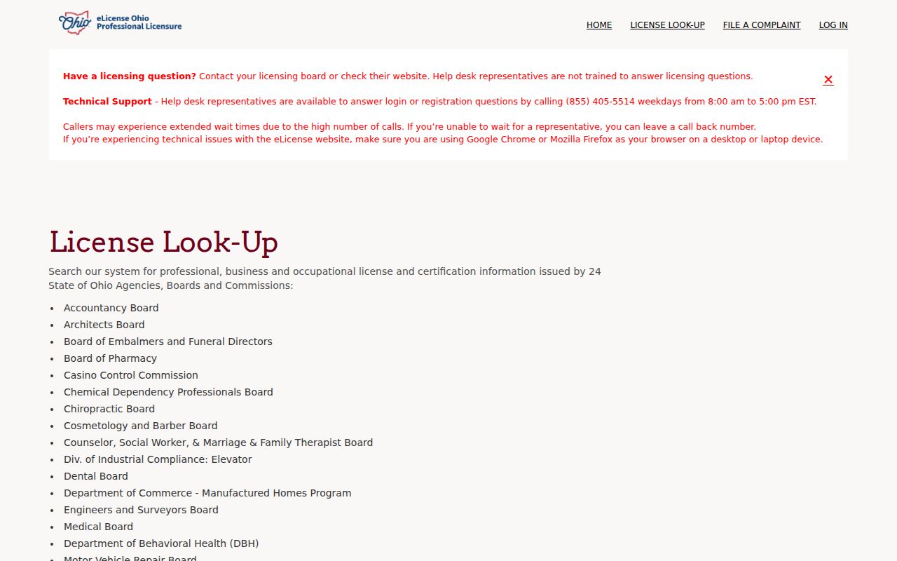 Cuyahoga residents directory Ohio professional license verification