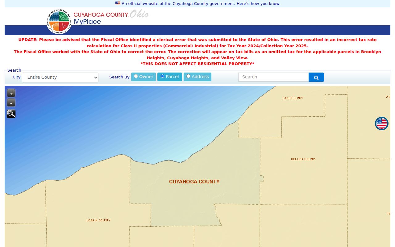 Cuyahoga residents directory MyPlace property search options