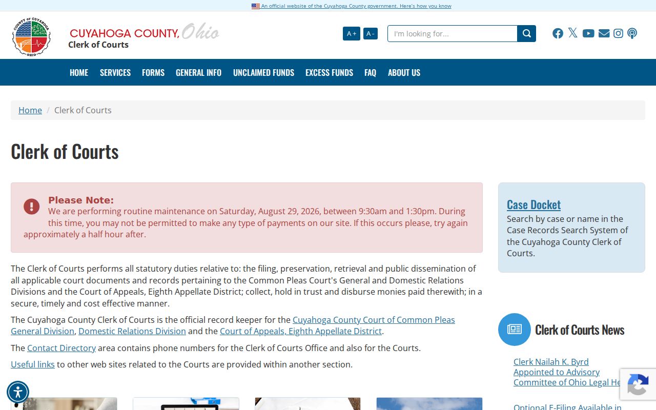 Cuyahoga County neighbors reference for the Clerk of Courts