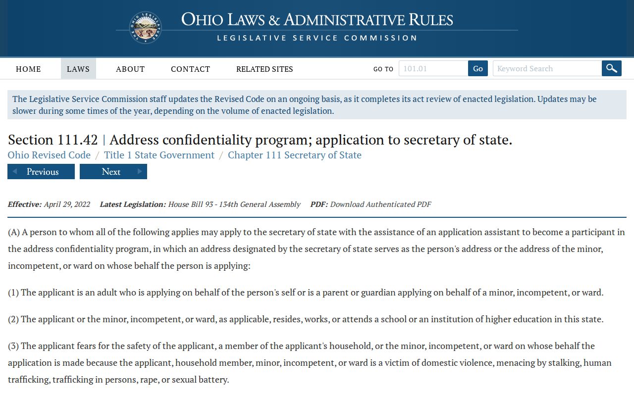 Cuyahoga County neighbors reference for Ohio Safe at Home address confidentiality