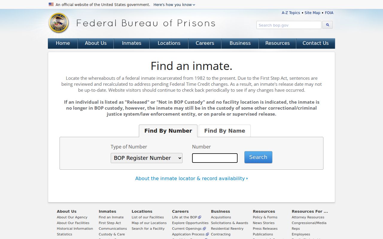 Cuyahoga County resident lookup reference for the federal inmate locator