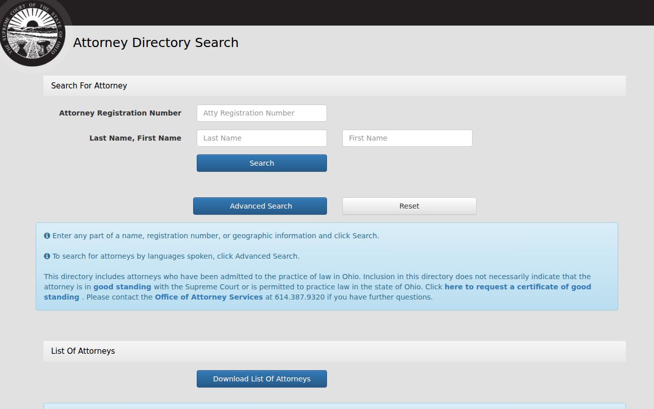 Cuyahoga County resident lookup reference for the Ohio attorney directory search