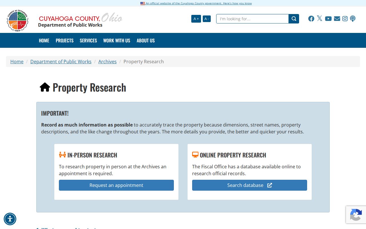 Cuyahoga County street directory County Archives property research guide