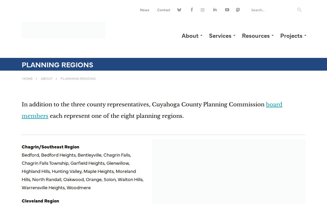 Cuyahoga County ZIP code directory planning regions context